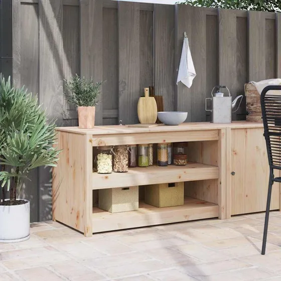 vidaXL Køkkenskab MEPPEL Brun 106 x 55 x 64 cm Massivt fyrretræ
