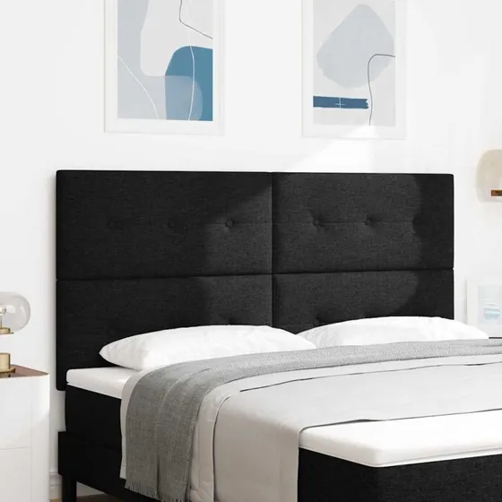 vidaXL Højdejusterbart Sengehoved Sort 180 cm Stof