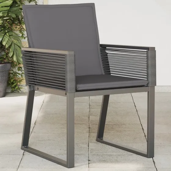vidaXL Havestole med Hynder 2 stk. Sort Polyrattan