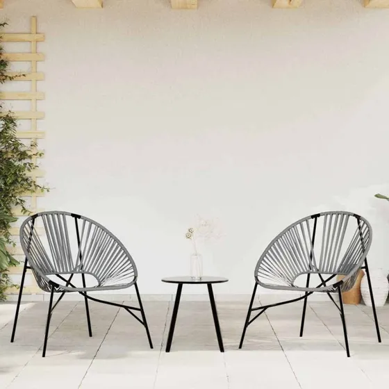 vidaXL Havestolssæt 3 stk. polyrattan sort og lysegrå
