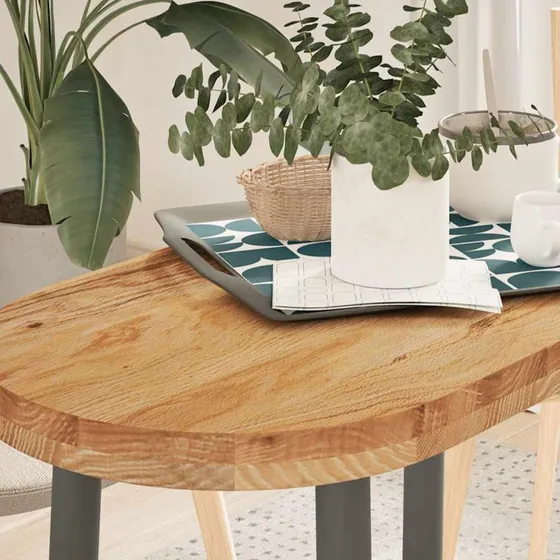 vidaXL bordplade 80x40x4 cm oval lysebrun massivt egetræ