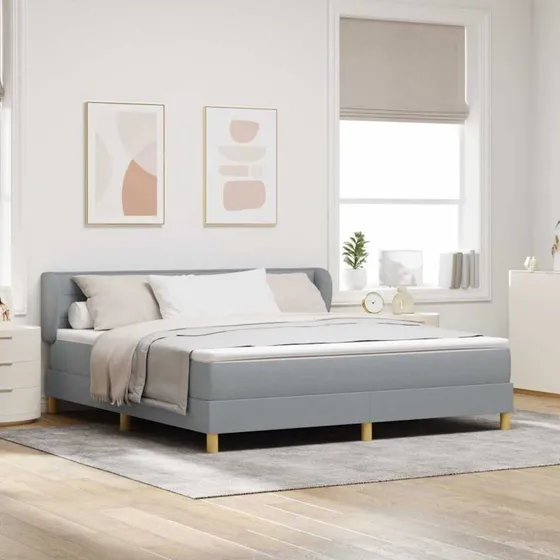 vidaXL Box spring seng med madras Lysegrå 180x200 cm Stof