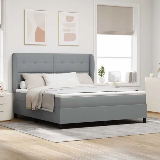 vidaXL Box spring seng med madras Lysegrå 180x200 cm Stof