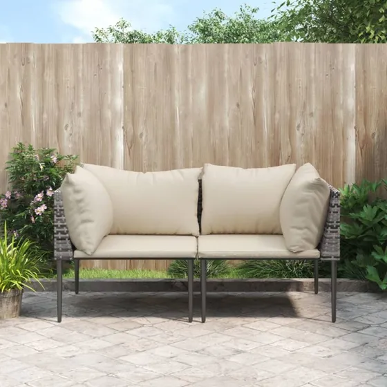 vidaXL Hjørnemoduler til Havesofa 2 stk. Grå Polyrattan