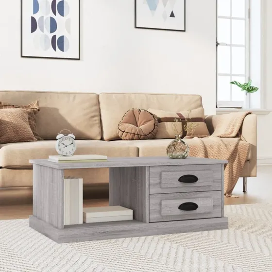 vidaXL sofabord 90x50x35 cm konstrueret træ grå sonoma-eg