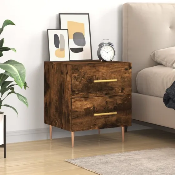 vidaXL Sengebord 40x35x47,5 cm røget egetræ