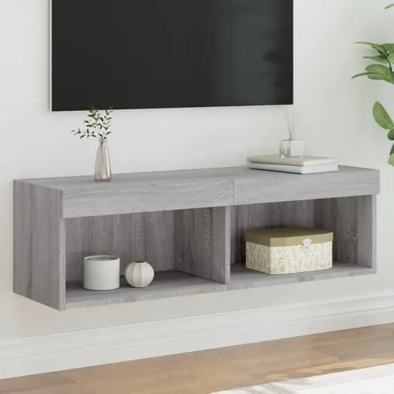 vidaXL tv-bord med LED-lys 100x30x30 cm grå sonoma-eg