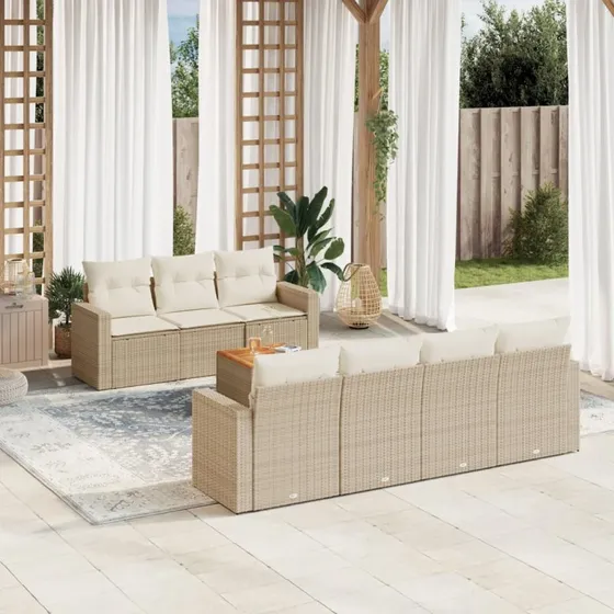 Sofasæt Til Haven 8 Dele Polyrattan Beige