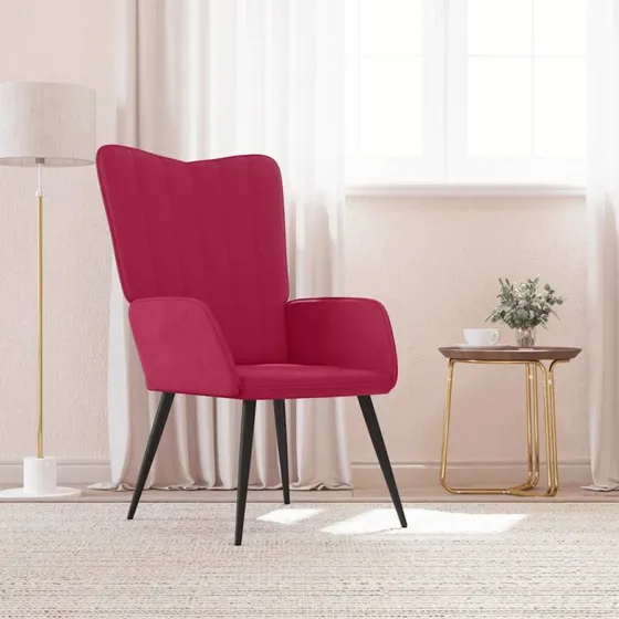 vidaXL Lænestol Fløjl Vinrød 61x70x96,5 cm