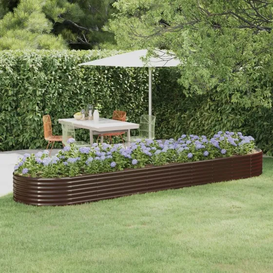 vidaXL Plantekasse 396x100x36 cm brun galvaniseret stål