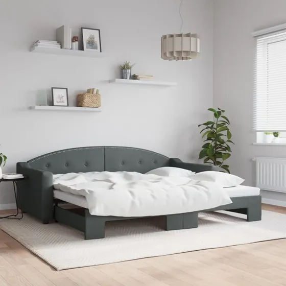 vidaXL Daybed med Udtræk 90x200 cm Mørkegrå