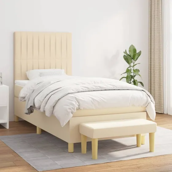 vidaXL Kontinentalseng 80x200 cm med madras, cremefarvet