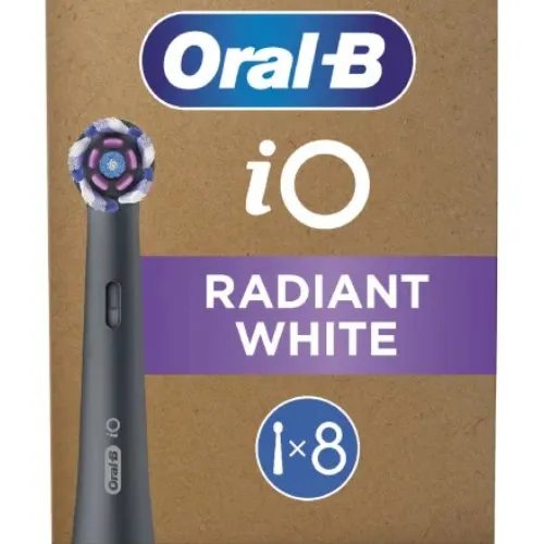 Oral-B iO Radiant White Sort, 8 stk. Tandbørstehoveder
