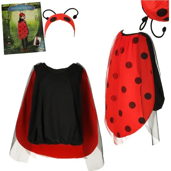 Mariehøne Kostume S (100-110 cm) – Rødt Polyester