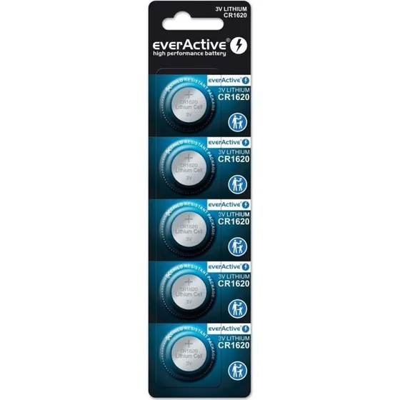 EverActive CR1620 3V Lithium Knapcellebatterier, 5 stk.