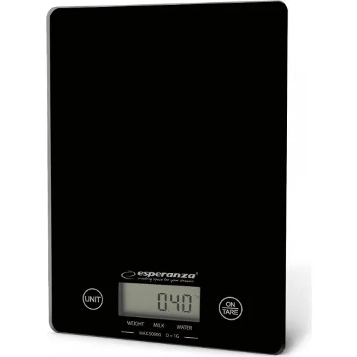 Esperanza EKS002K Elektronisk Køkkenvægt, Sort, 5 kg, 1 g Nøjagtighed