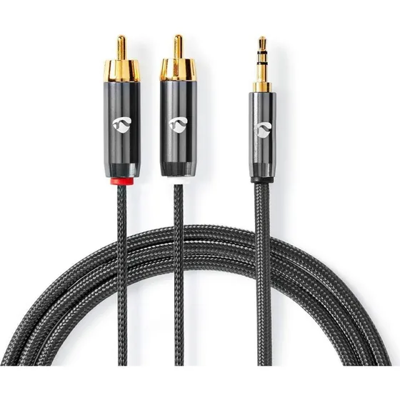 Nedis Profigold Stereo Audio Kabel 3.5 mm til RCA 1,00 m Guldplateret Grå