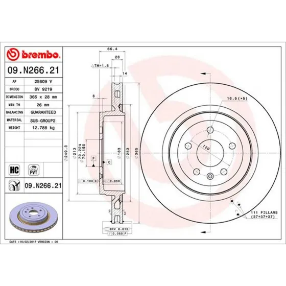 Brembo Bremseskive 09.N266.21 til Tesla Model S (bagaksel)