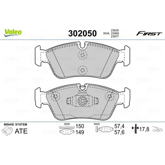 VALEO 302050 Bremseklodser til BMW 1, 3, 3 Touring