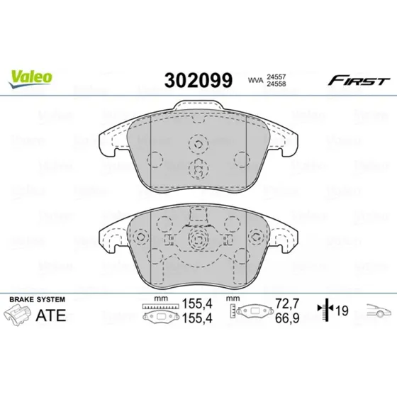 VALEO Bremseklodser 302099 til PEUGEOT, CITROËN, DS