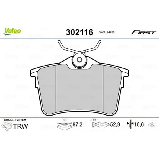 VALEO Bremseklodser 302116 til PEUGEOT, CITROËN, DS