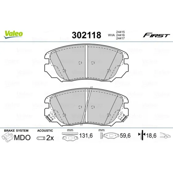 VALEO Bremseklodser 302118 til OPEL, CHEVROLET, SAAB