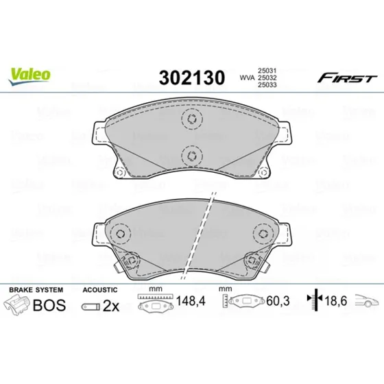 VALEO Bremseklodser 302130 til OPEL/Chevrolet/Vauxhall