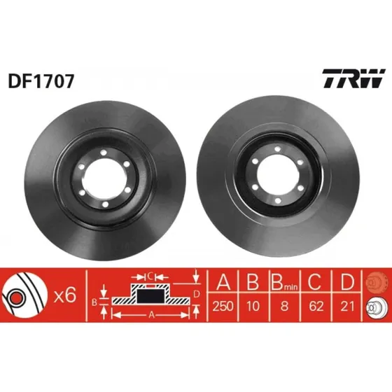 TRW Bremseskive DF1707 til Alfa Romeo
