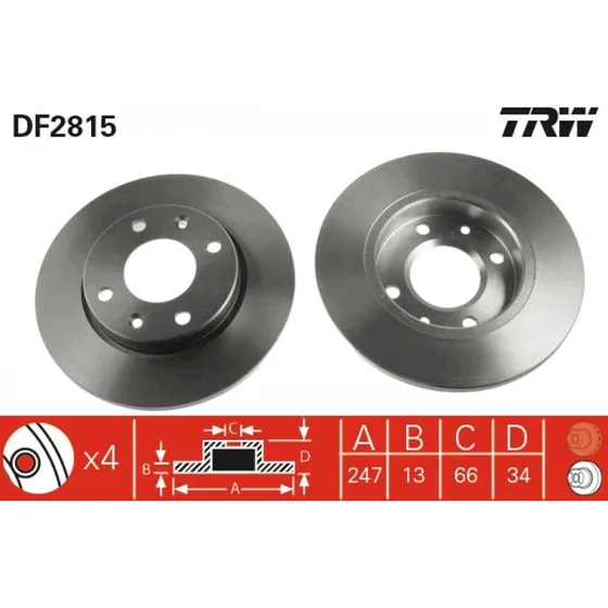 TRW Bremseskive DF2815, 4246R8, sort, lakeret