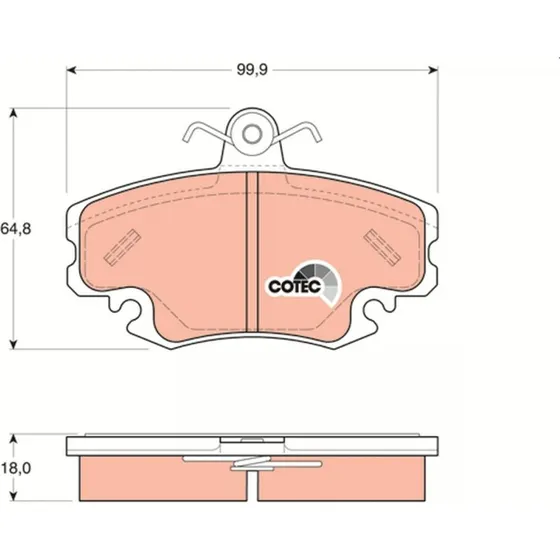 TRW Bremseklodser GDB1332, COTEC, foraksel, ventileret, 99,9x64,8x18 mm