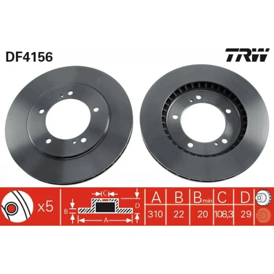 TRW Bremseskive DF4156 til Suzuki Grand Vitara