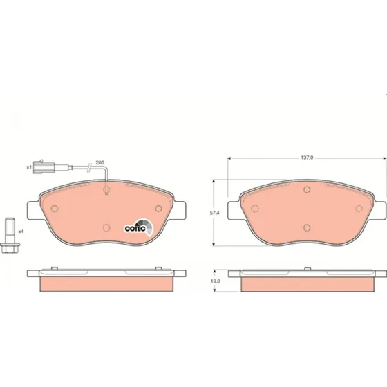 TRW Bremseklodser GDB1483 for OPEL, FIAT, ABARTH