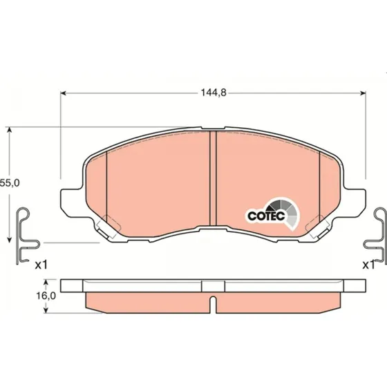 TRW Bremseklodser GDB3287, COTEC-serie, foraksel, 144,8 mm bredde