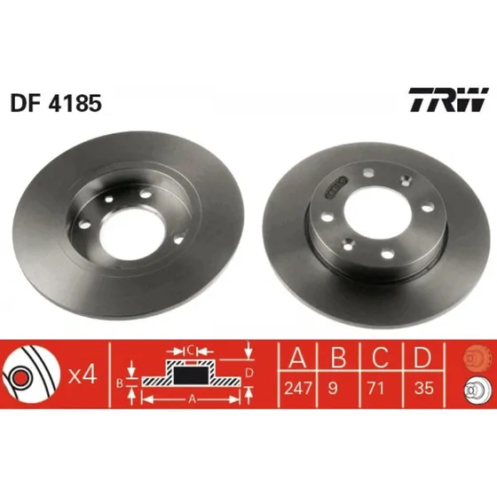 TRW Bremseskive DF4185, sort, til Peugeot & Citroën