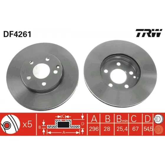TRW Bremseskive DF4261 for Mercedes-Benz (A2114210712, A2114210812)