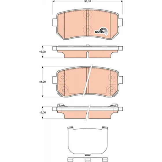 TRW Bremseklodser GDB3474, COTEC-serie, bagaksel, med akustisk slidadvarsel