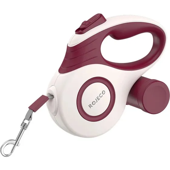 Rojeco A12 Automatisk Hundesnor Rød, 5 m med LED