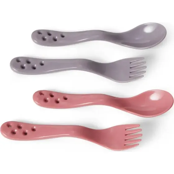 Bambino Little Scooper! Gaffel og Ske, 4 stk. Orange & Mint