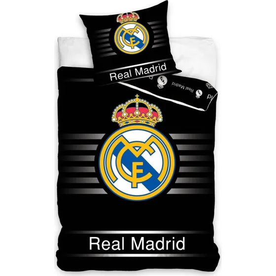 Real Madrid Sengetøj 140x200 cm - 100% Bomuld - Sort