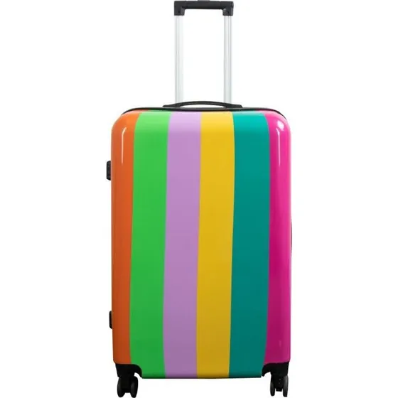 Rainbow Stripe Stor Hardcase Kuffert – 3,9 kg, 104 L, 360° Hjul