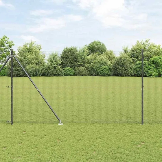 vidaXL Svejset trådhegn med spidser 1,5 x 10 m Grå Stål