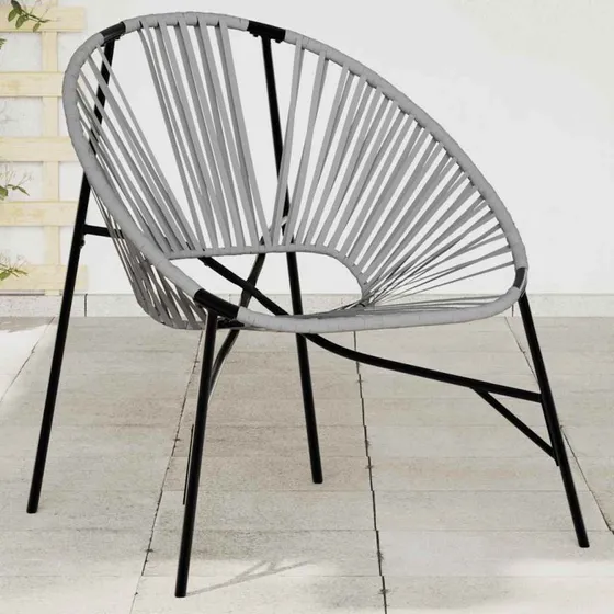 vidaXL Haveæg Stol Polyrattan Sort og Lysegrå