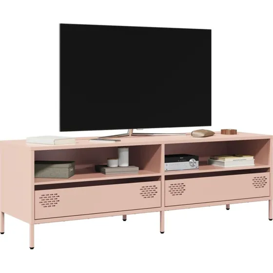 vidaXL tv-bord 135x39x43,5 cm koldvalset stål lyserød