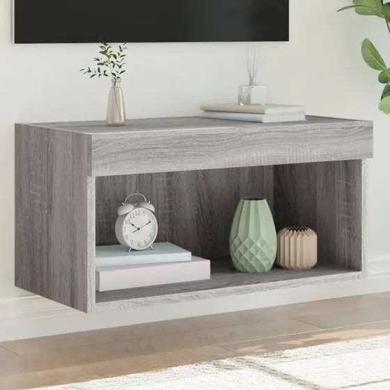 vidaXL tv-bord 60x30x30 cm med LED-lys grå sonoma-eg