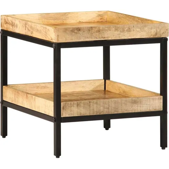 vidaXL Sidebord med hylde Brun 45 x 45 x 45 cm i massivt mangotræ