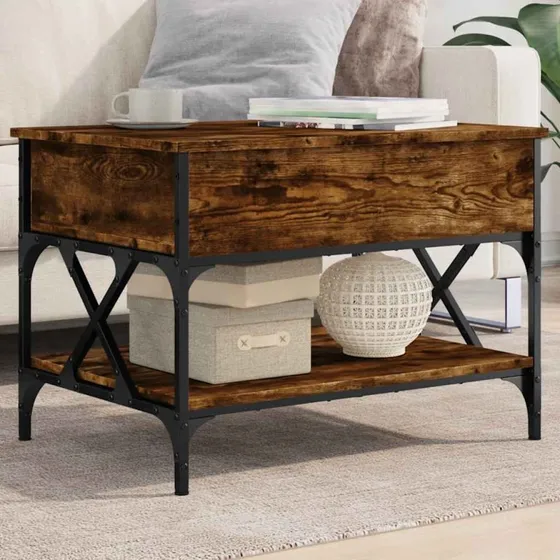 vidaXL sofabord 70x50x50 cm røget ege konstrueret træ og metal