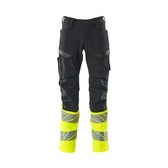 Mascot Accelerate Safe Bukser med knælommer, marineblå/hi-vis gul, 76C46