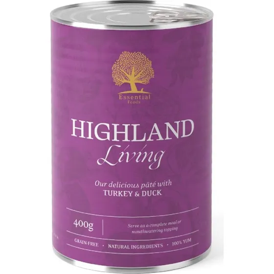 Essential Highland Living Paté, 400g – Kornfrit hundefoder med kalkun- og andekød