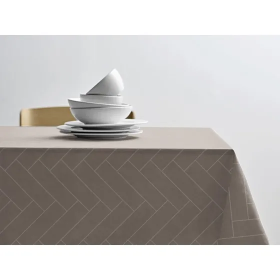 Södahl Damaskdug 140x370 cm - Taupe, 100% Bomuld