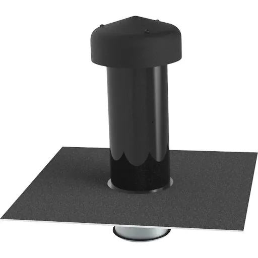 Fixnordic Ventilationshætte Ø125 mm, sort, med integreret tagpap og kondensindsats